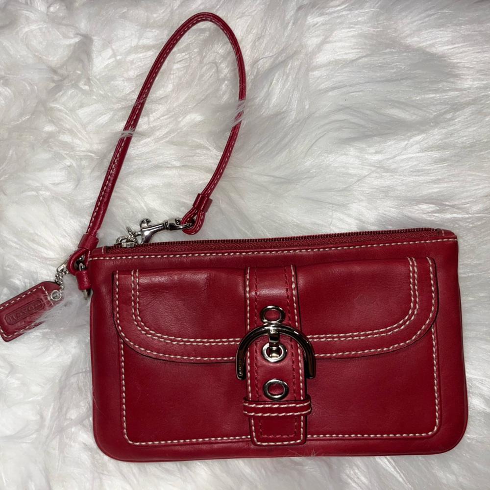 Red Wristlet with Buckle Detail